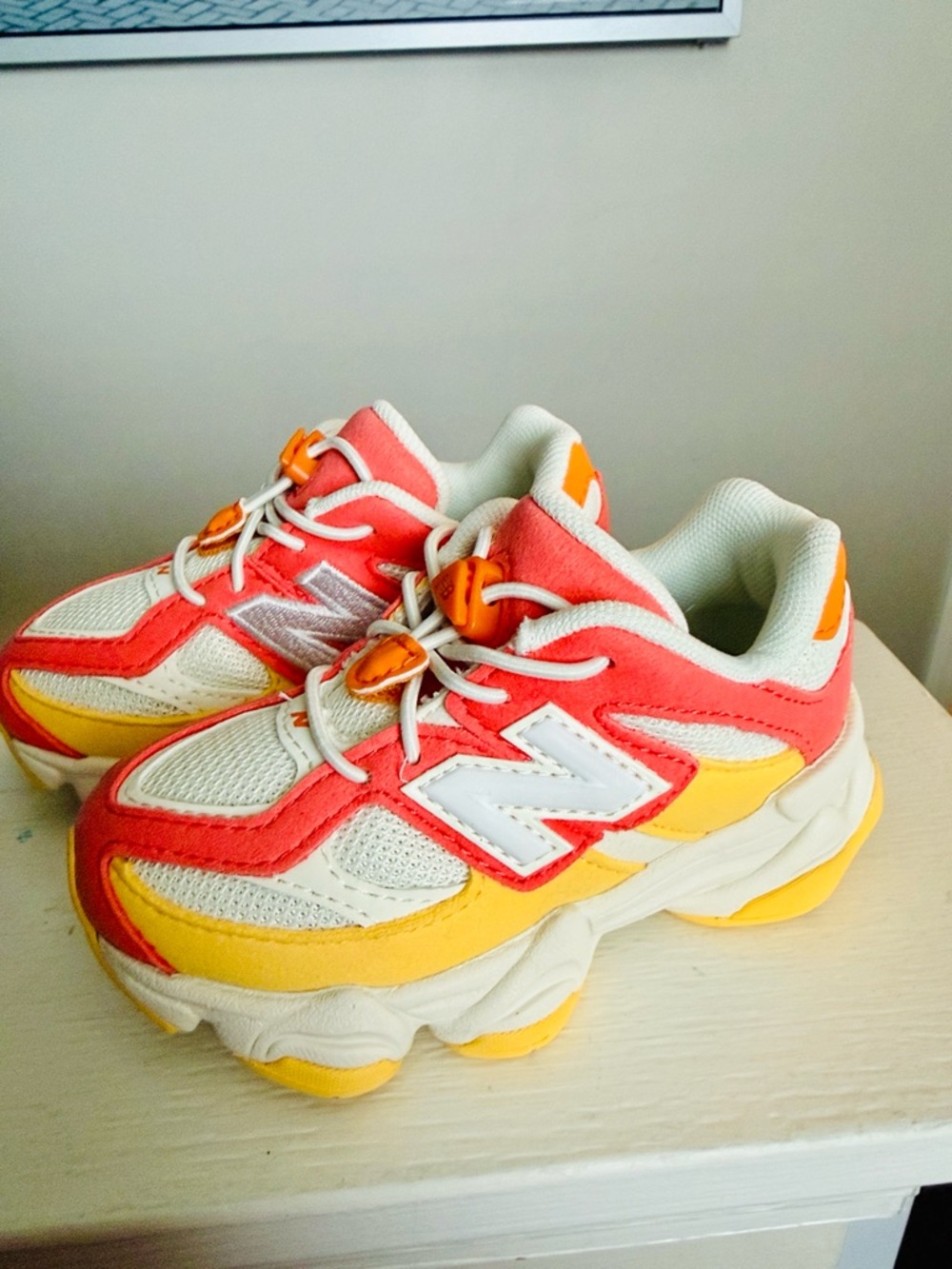 New Balance 9060 Fluorescent Orange Red TD IV9060FL Toddler Sneakers - Picture 4 of 10